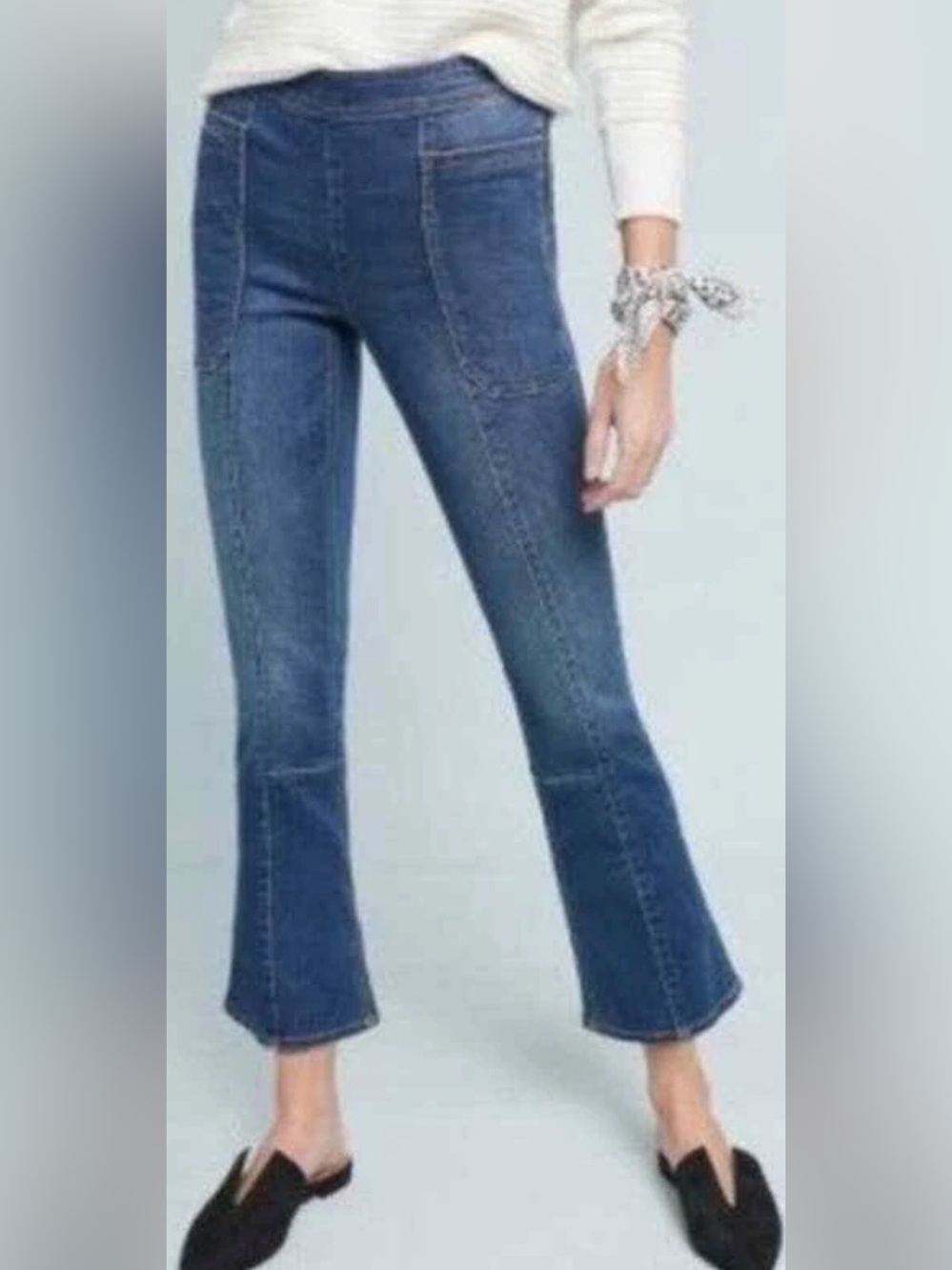 Pilcro and the Letterpress Utility High Rise Cropped Bootcut Jeans 28 Side Zip
